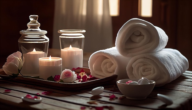 Free photo luxury aromatherapy spa treatment with scented candle flame generated by ai