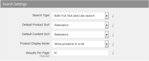 BigCommerce search store settings