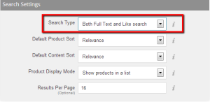 BigCommerce search type setting