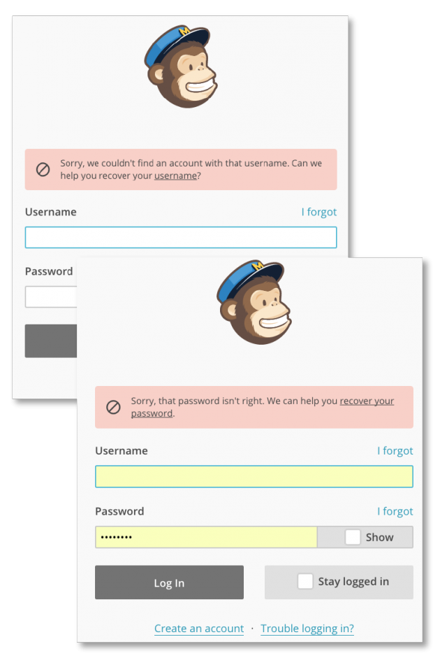 mailchimp login error