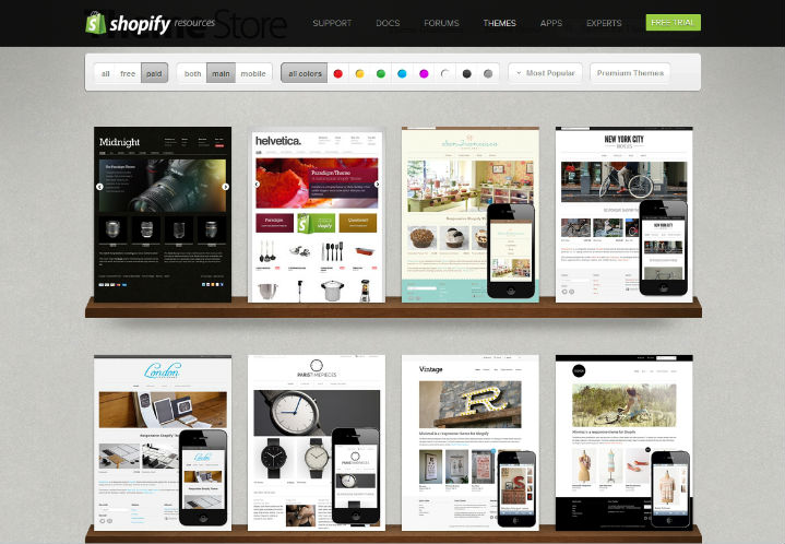 Template store available through Shopify