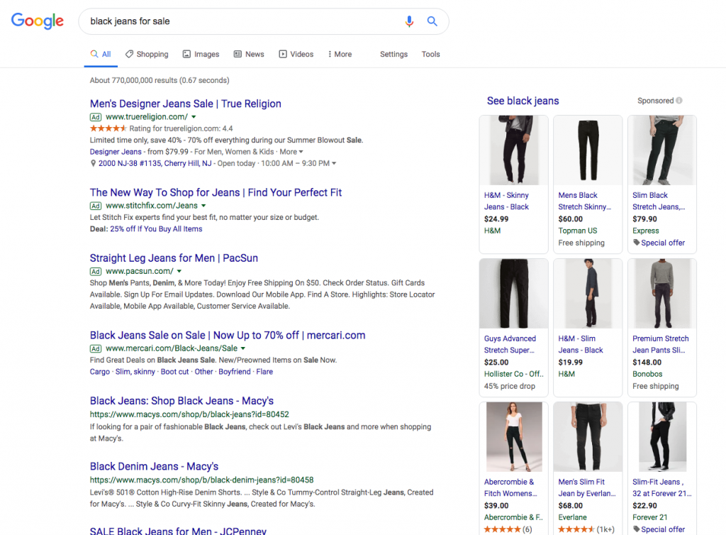 Google search engine results