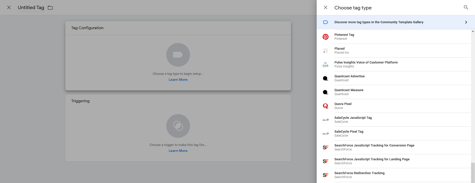 Choose Google Tag