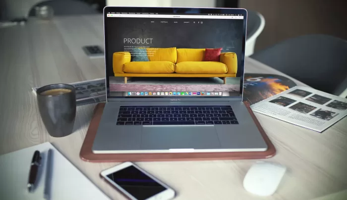 laptop showing product landing page