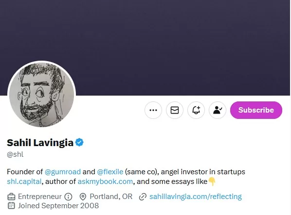 an example of the twitter subscribe button