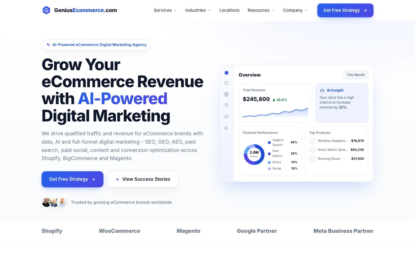 Genius eCommerce website, built and launched on WorkspaceCMS