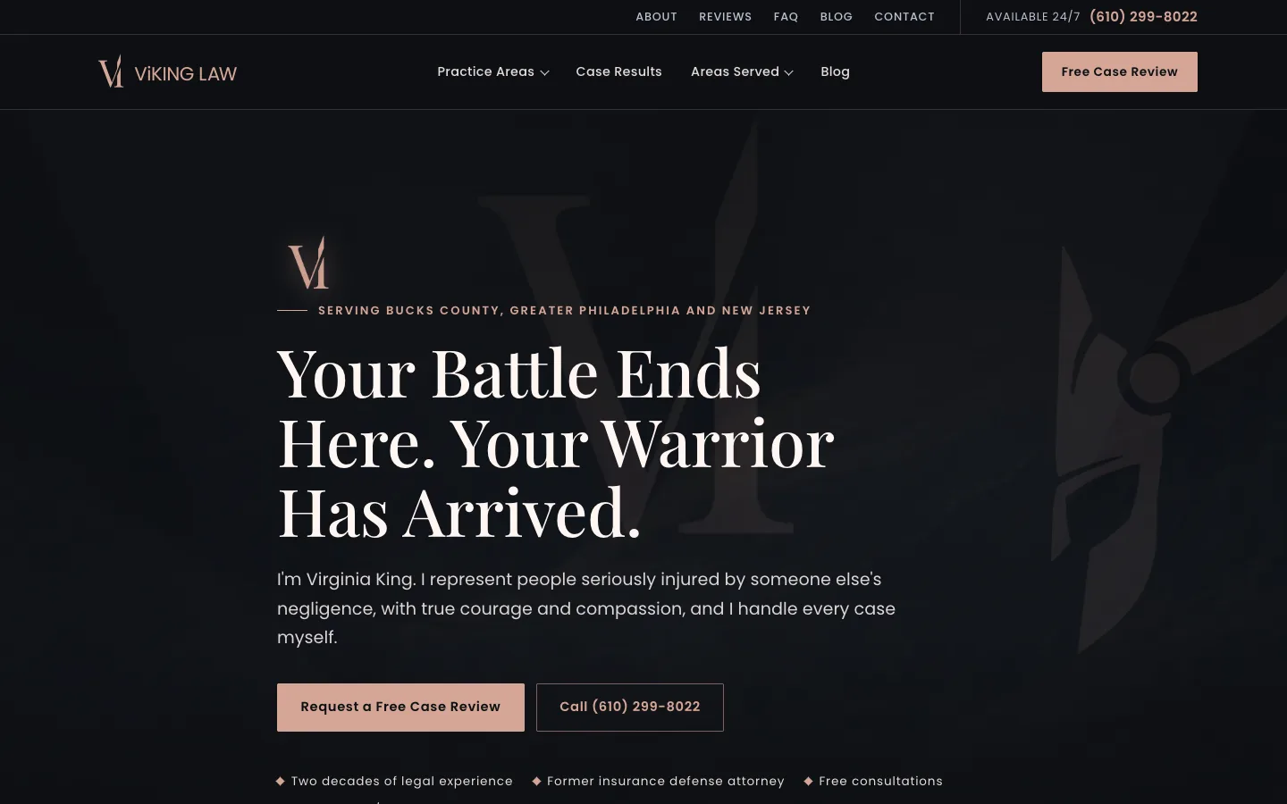 ViKing Law website, built and launched on WorkspaceCMS