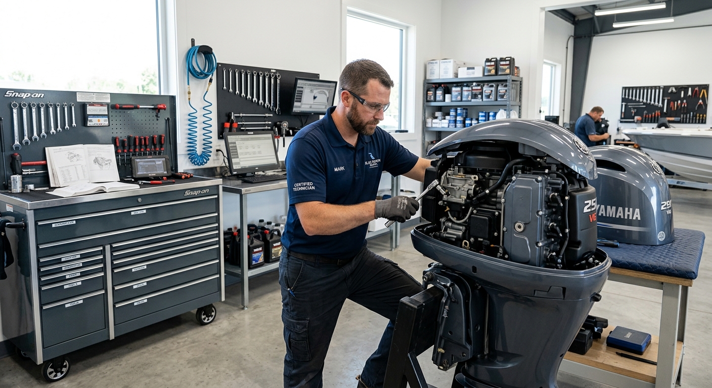 Engine service in the certified boatworks