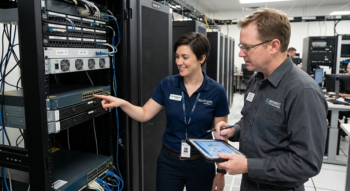Legacy on-premise servers being decommissioned in a data center