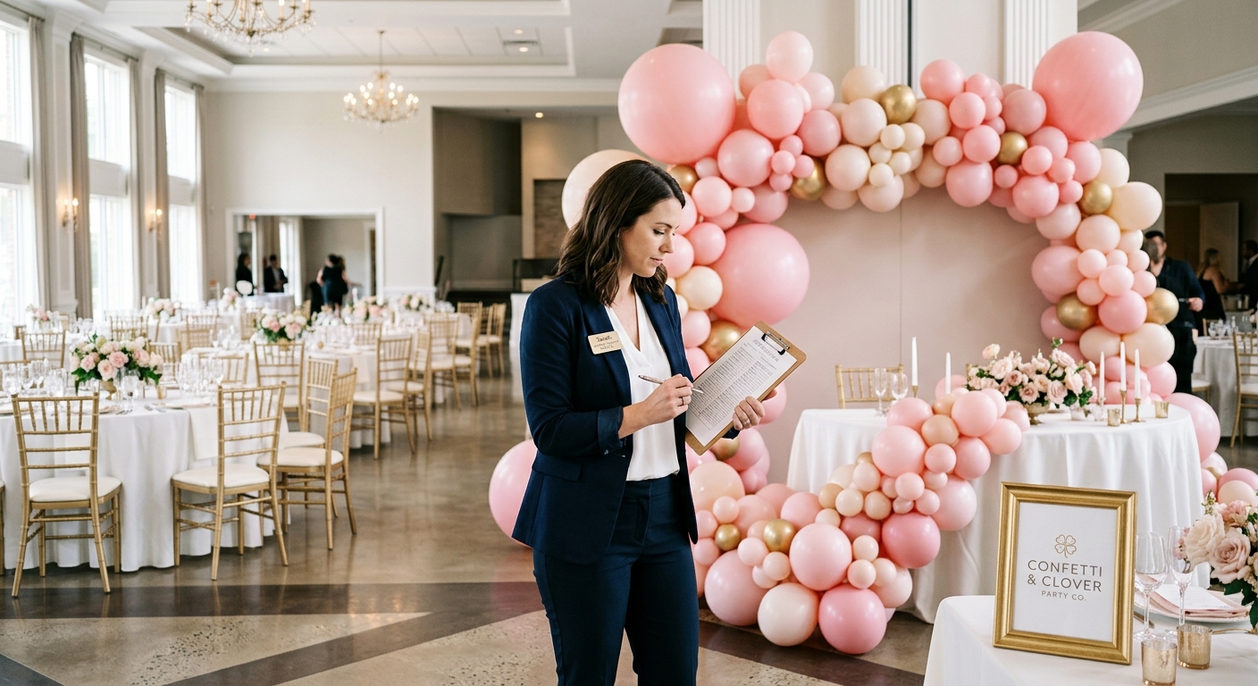 Colorful balloon bouquets ready for pickup.