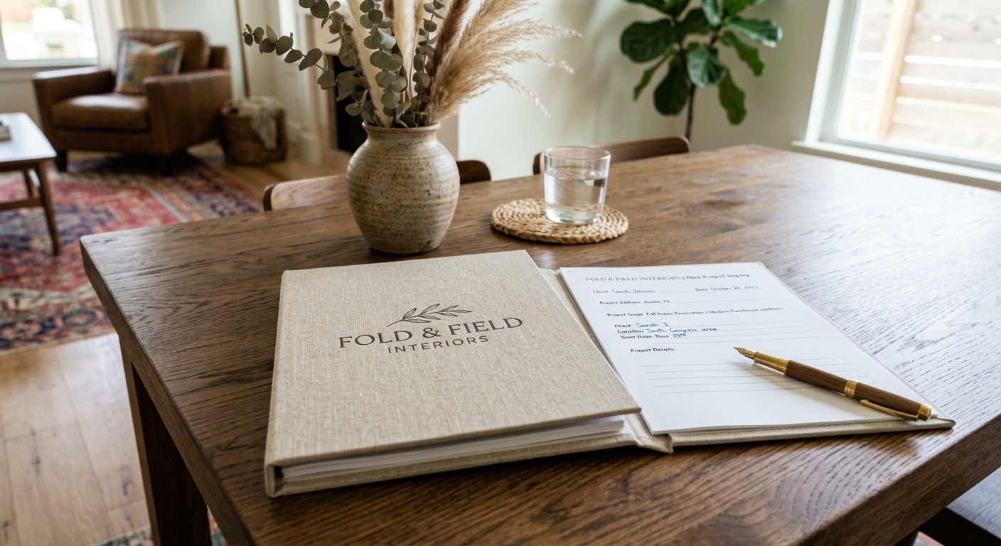 Fold & Field branded portfolio and a new-project inquiry form