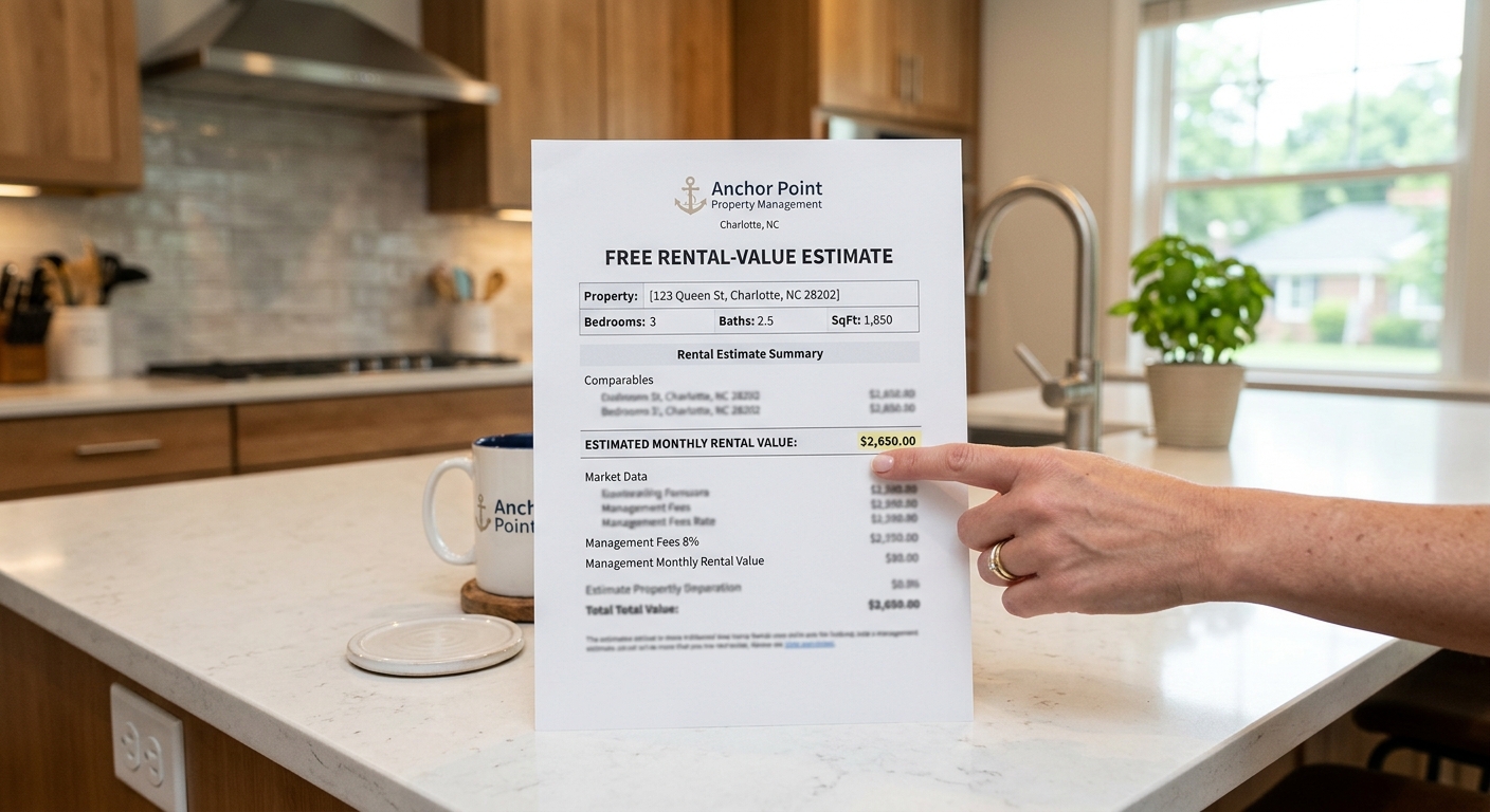 Anchor Point free rental-value estimate report in a Charlotte kitchen