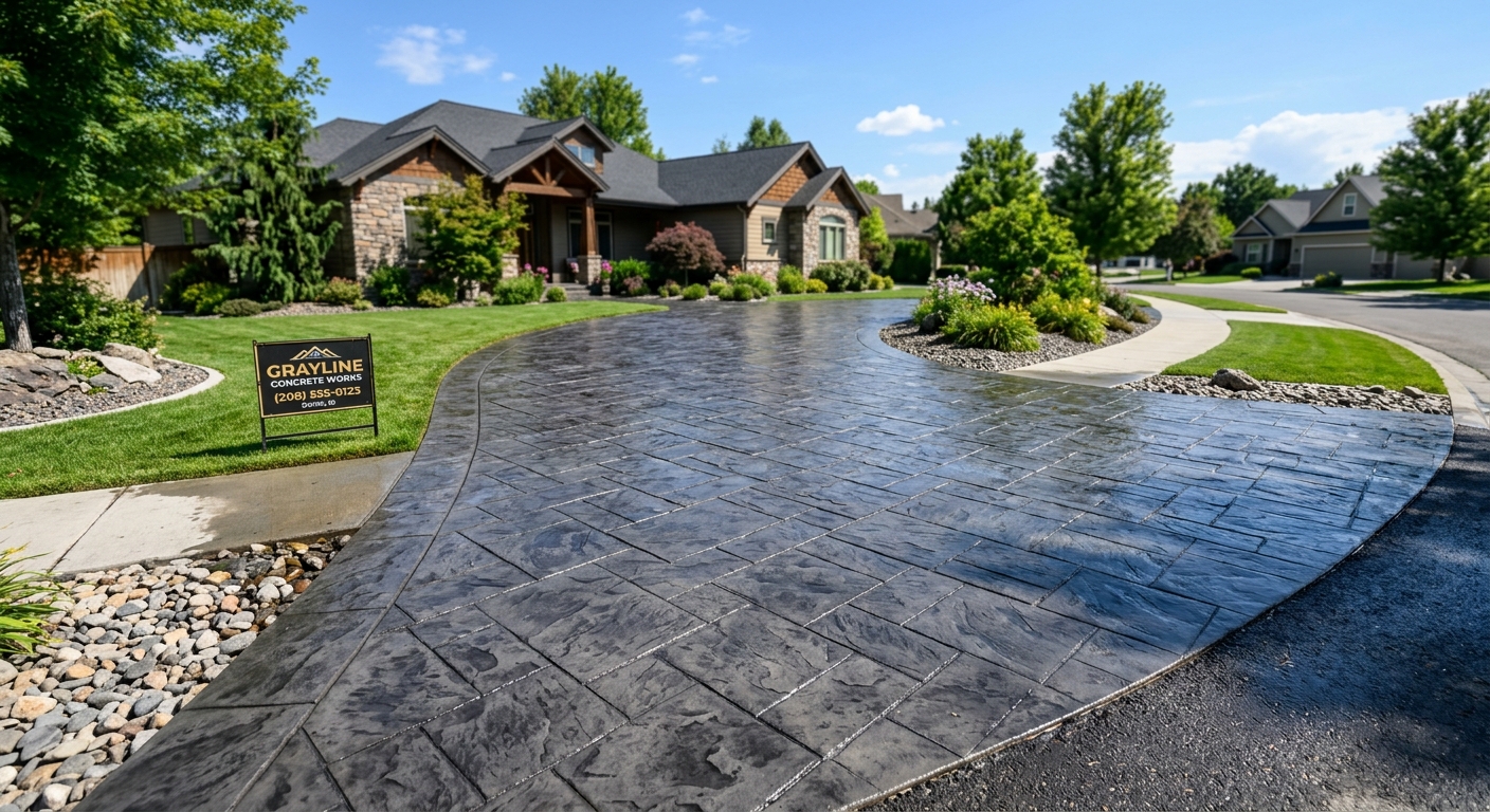 Stamped concrete driveway