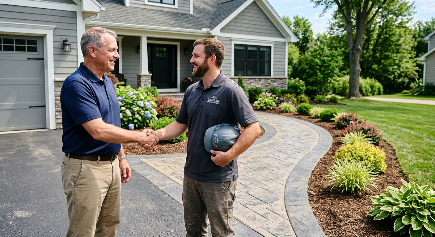 Grayline crew member shaking hands with a homeowner