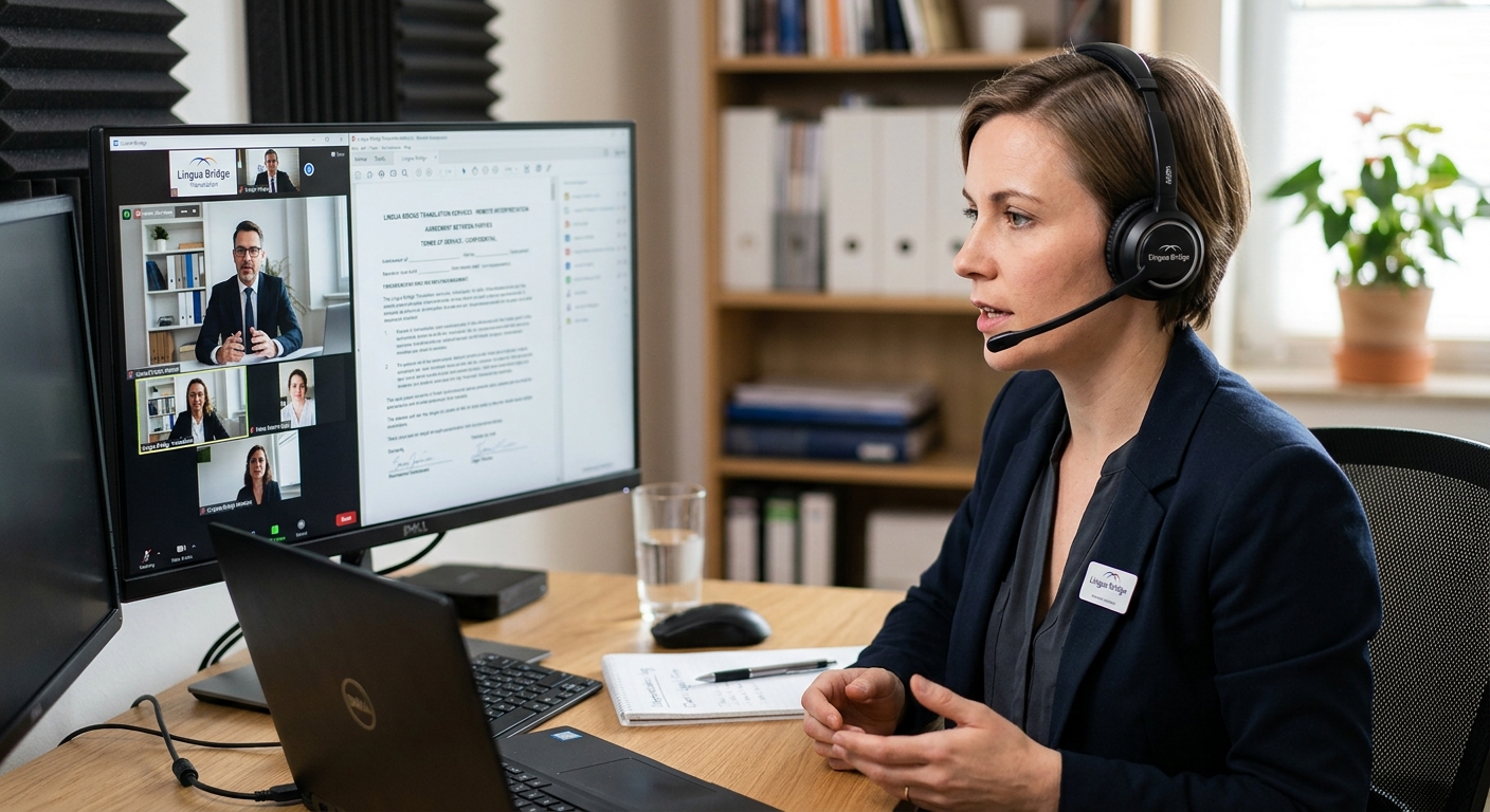 Lingua Bridge interpreter working from the Miami office
