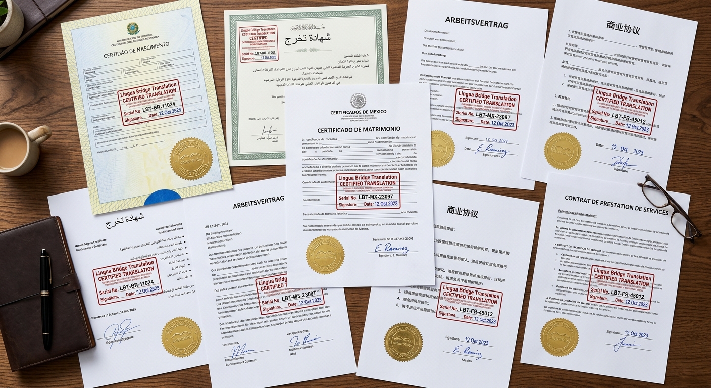Multilingual certified translation documents with official seals