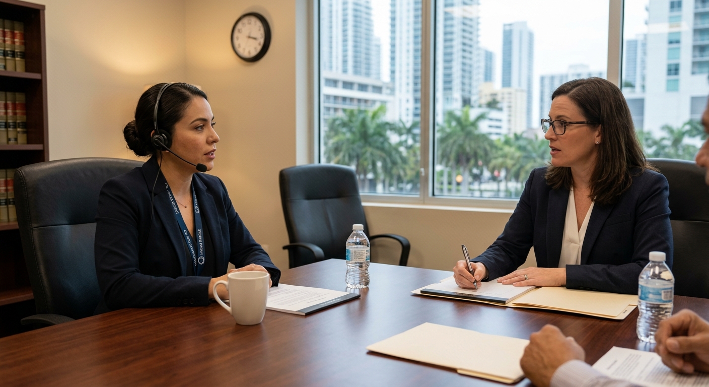 Lingua Bridge interpreter meeting a client in Miami