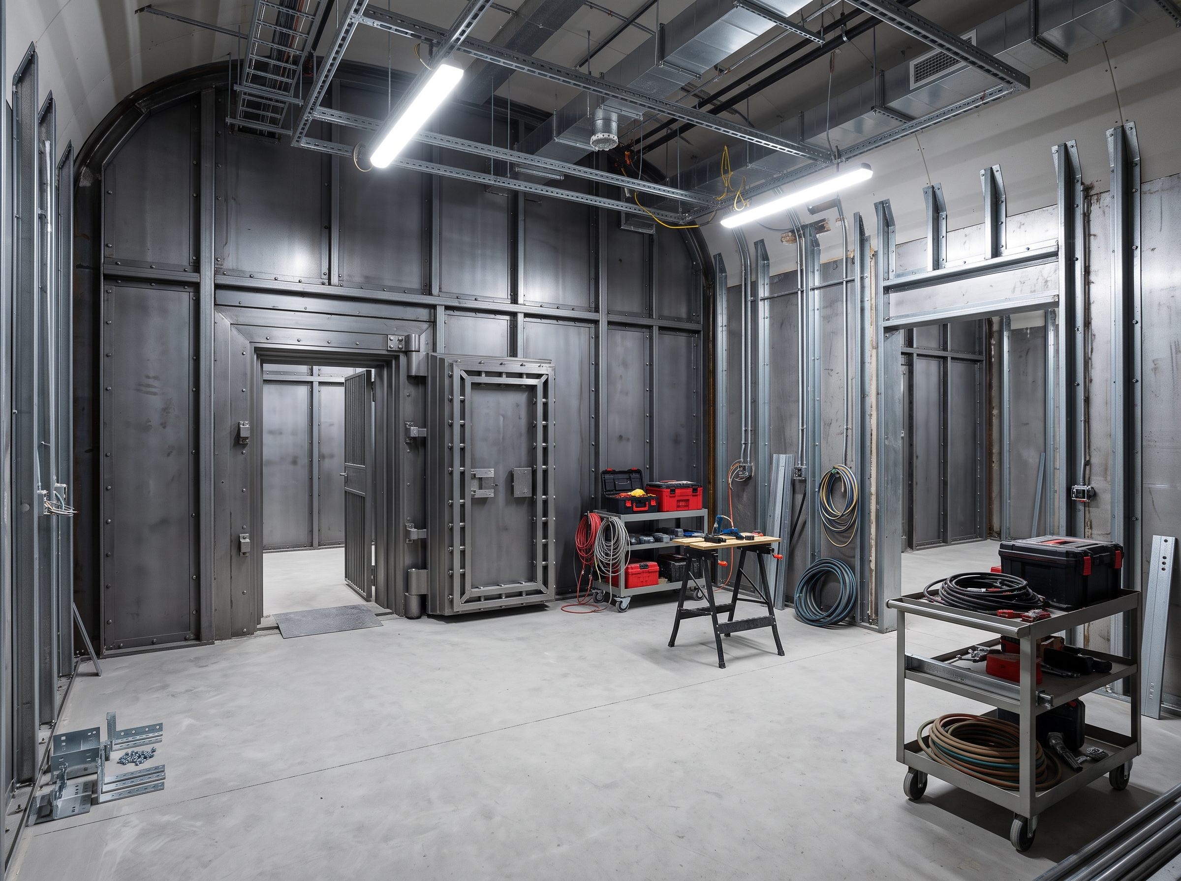 A commercial modular vault under final fit-out