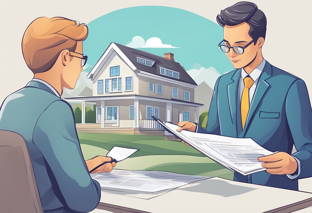 A person reviewing real estate documents with a magnifying glass