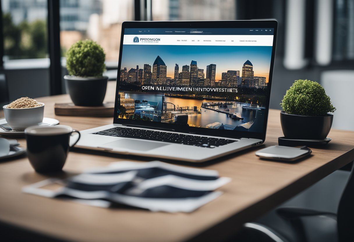 A laptop on a desk with multiple tabs open showing various real estate investment websites