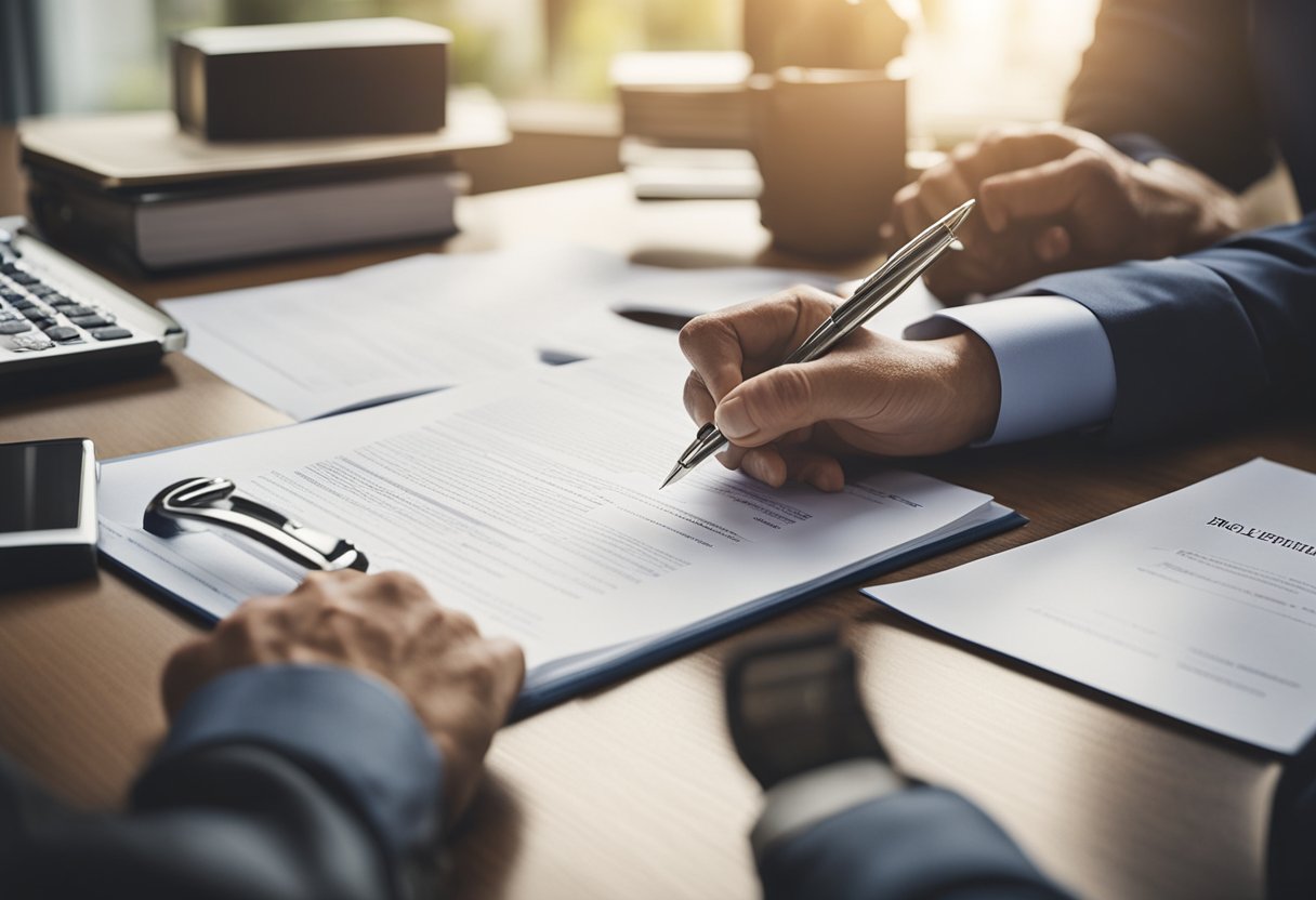 A homeowner signing documents as a property is used as collateral for a loan