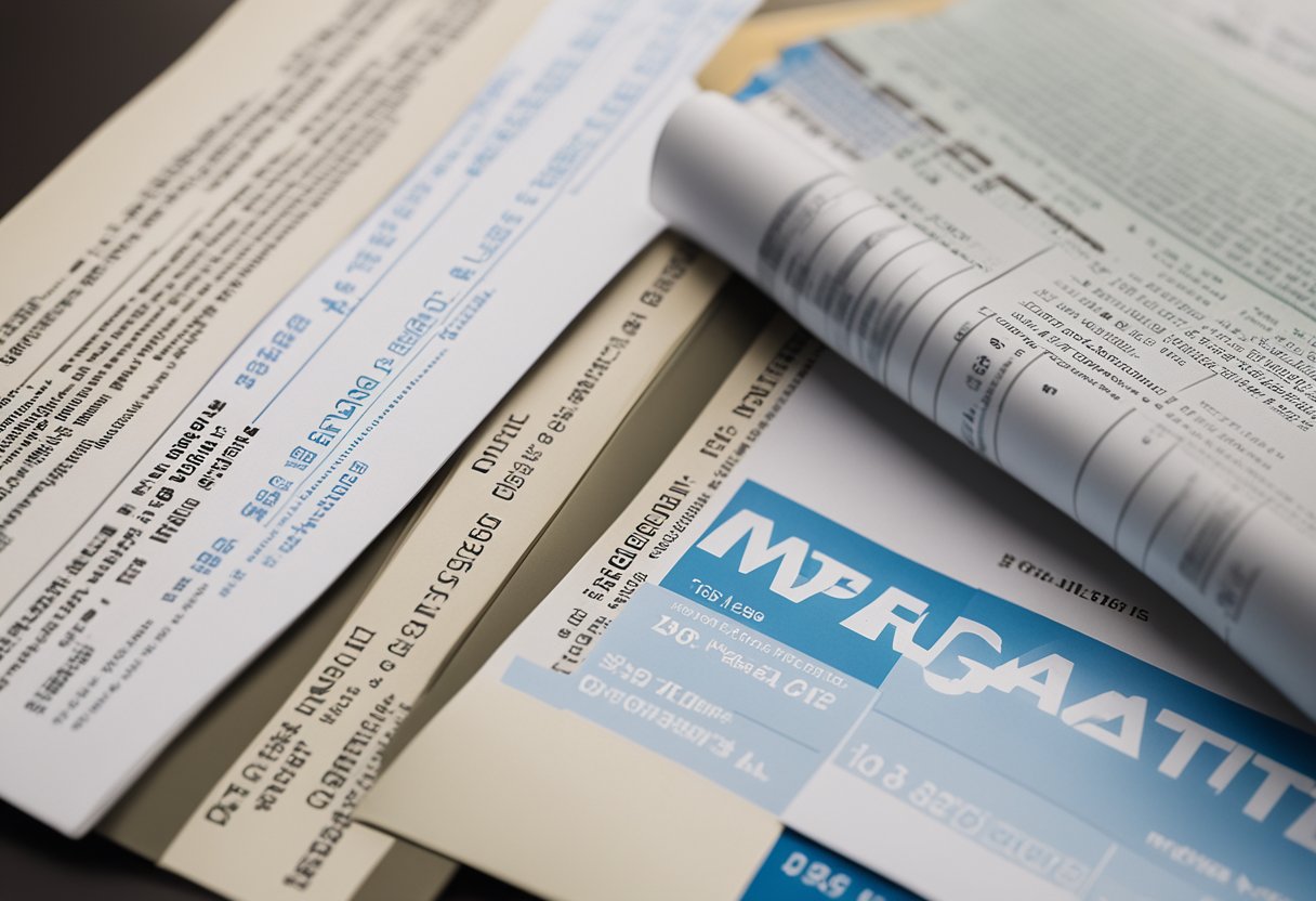 A stack of mortgage documents next to a chart showing fluctuating interest rates and loan terms for real estate debt investing