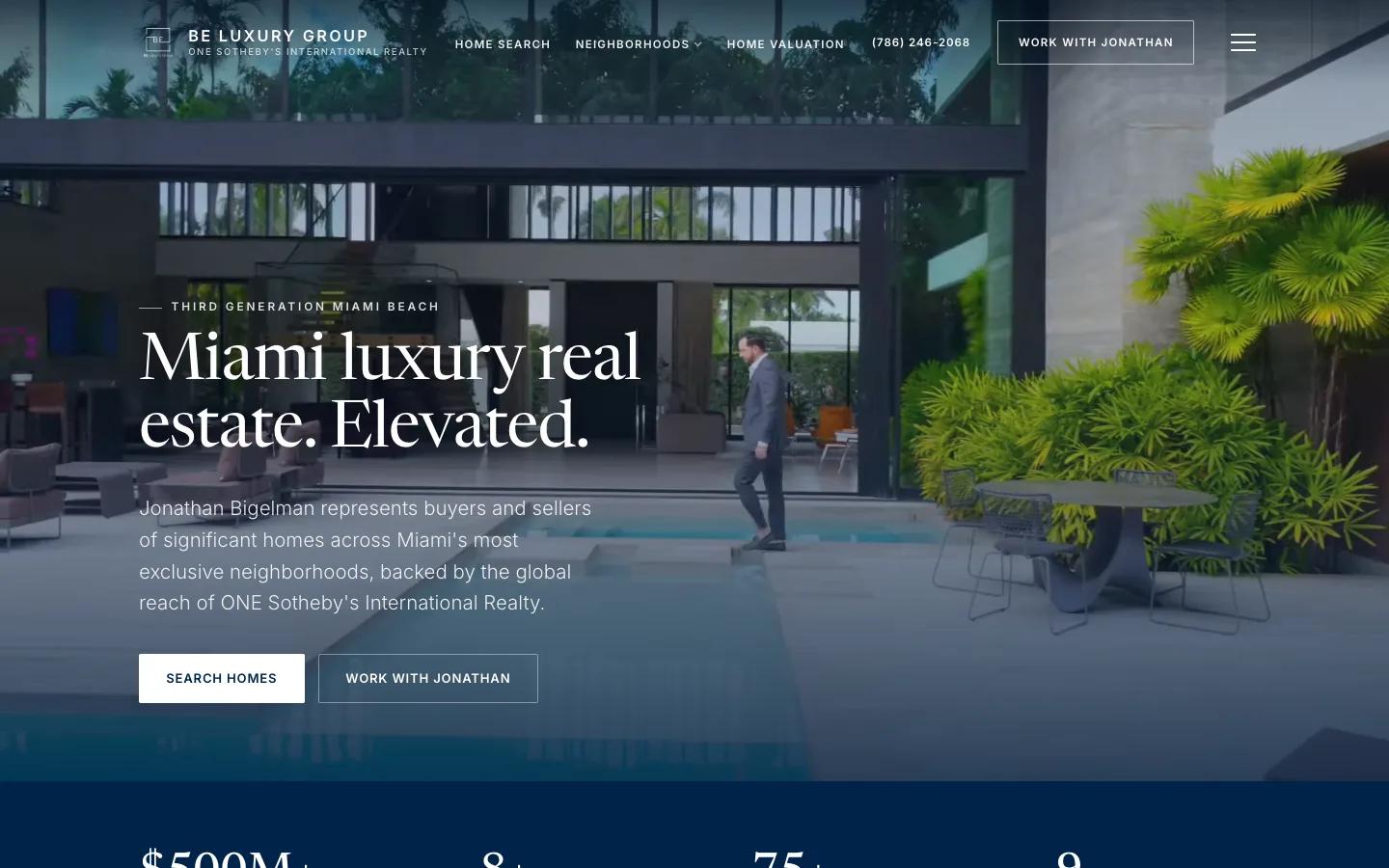 The BE Luxury Group website, built and launched on WorkspaceCMS.ai