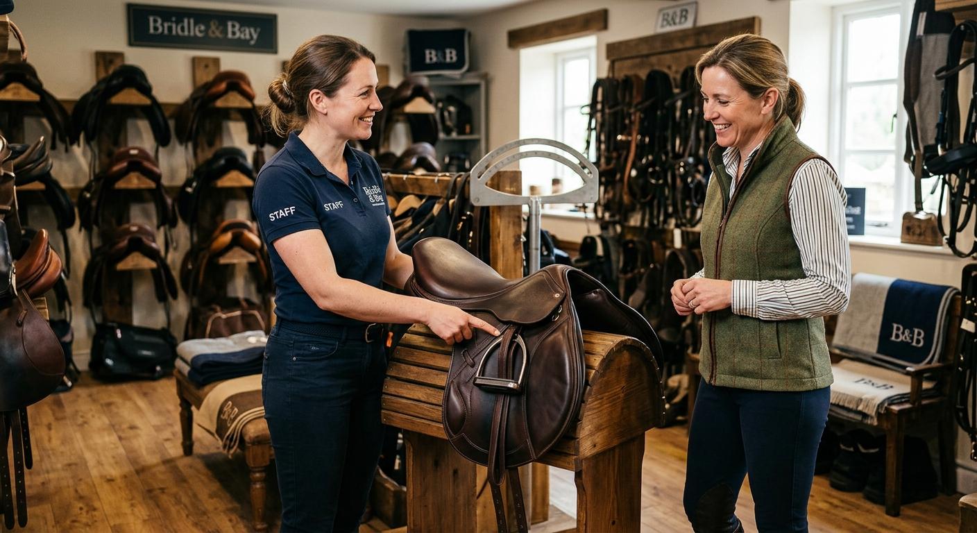 Founder fitting a saddle in the barn