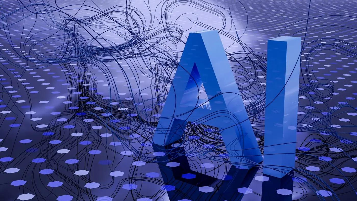 An abstract three-dimensional AI illustration