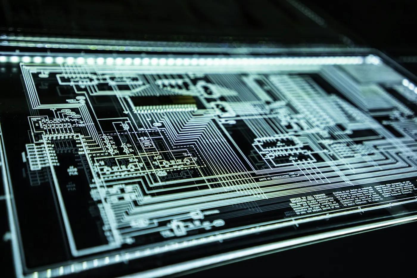A glowing circuit board