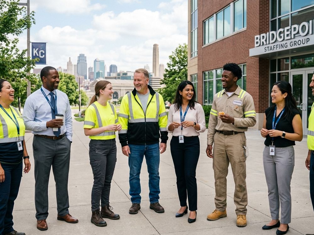 Bridgepoint Staffing Group team outside their Kansas City office