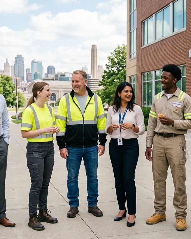 The Bridgepoint Staffing Group team outside their Kansas City office