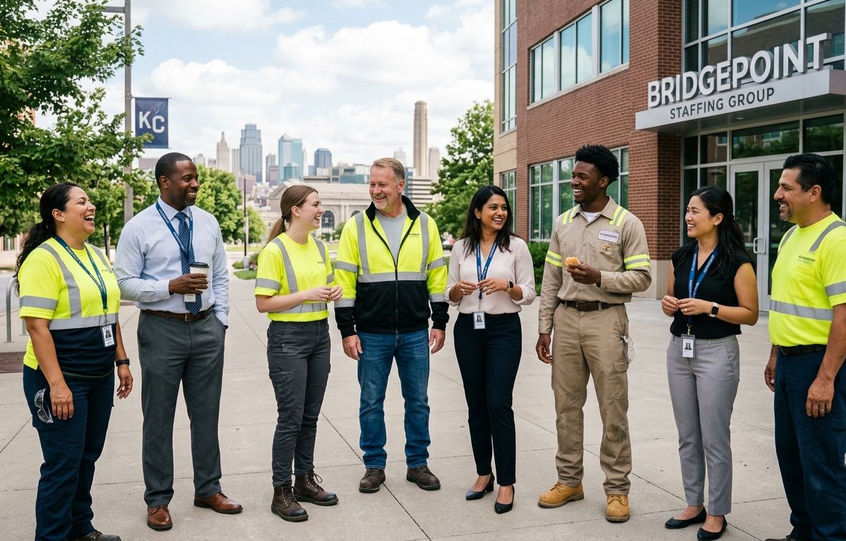Bridgepoint Staffing Group team outside their Kansas City office