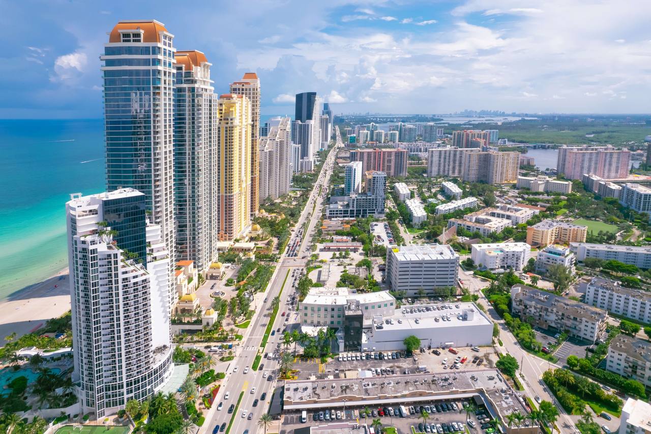 Oceanfront towers along the Sunny Isles Beach skyline