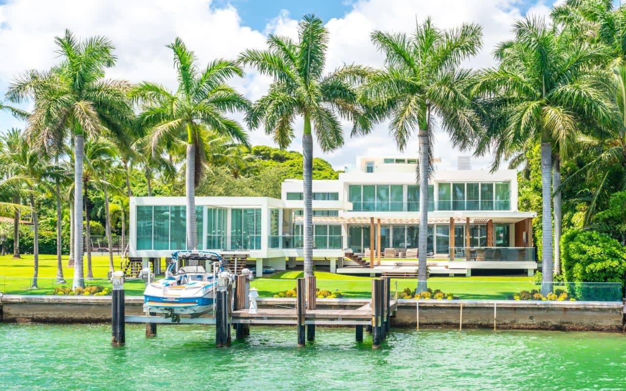 Waterfront homes with private dockage on a residential island