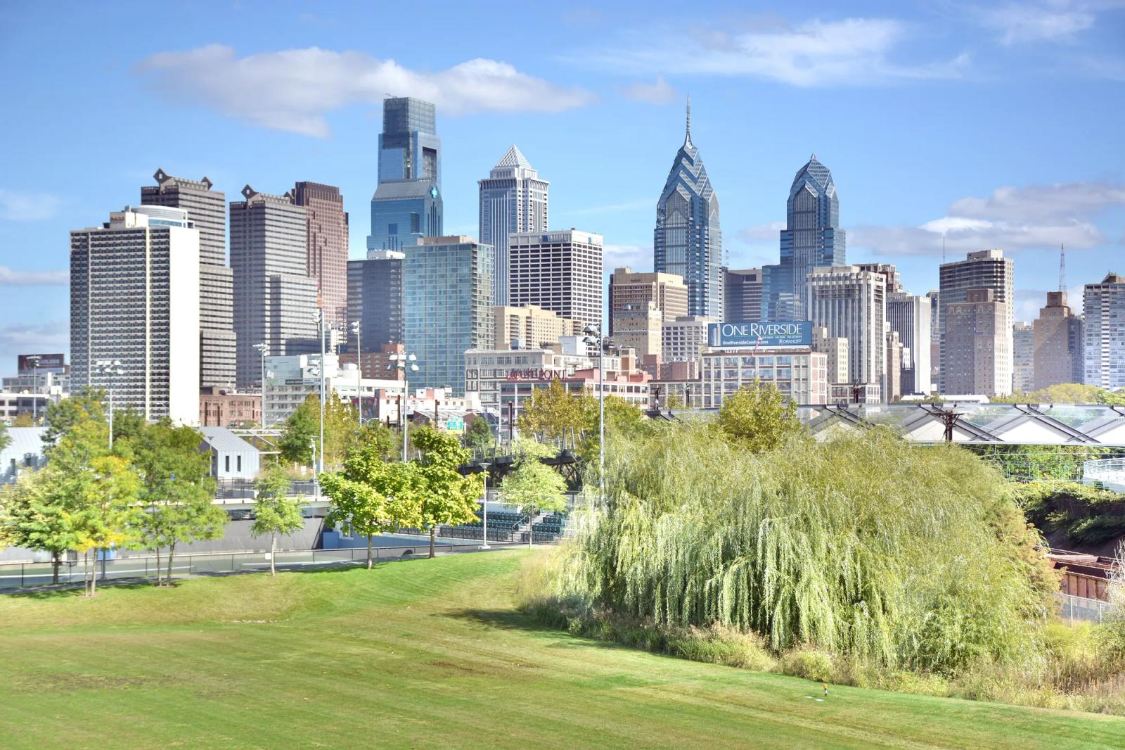 The Philadelphia skyline from the South Street Bridge